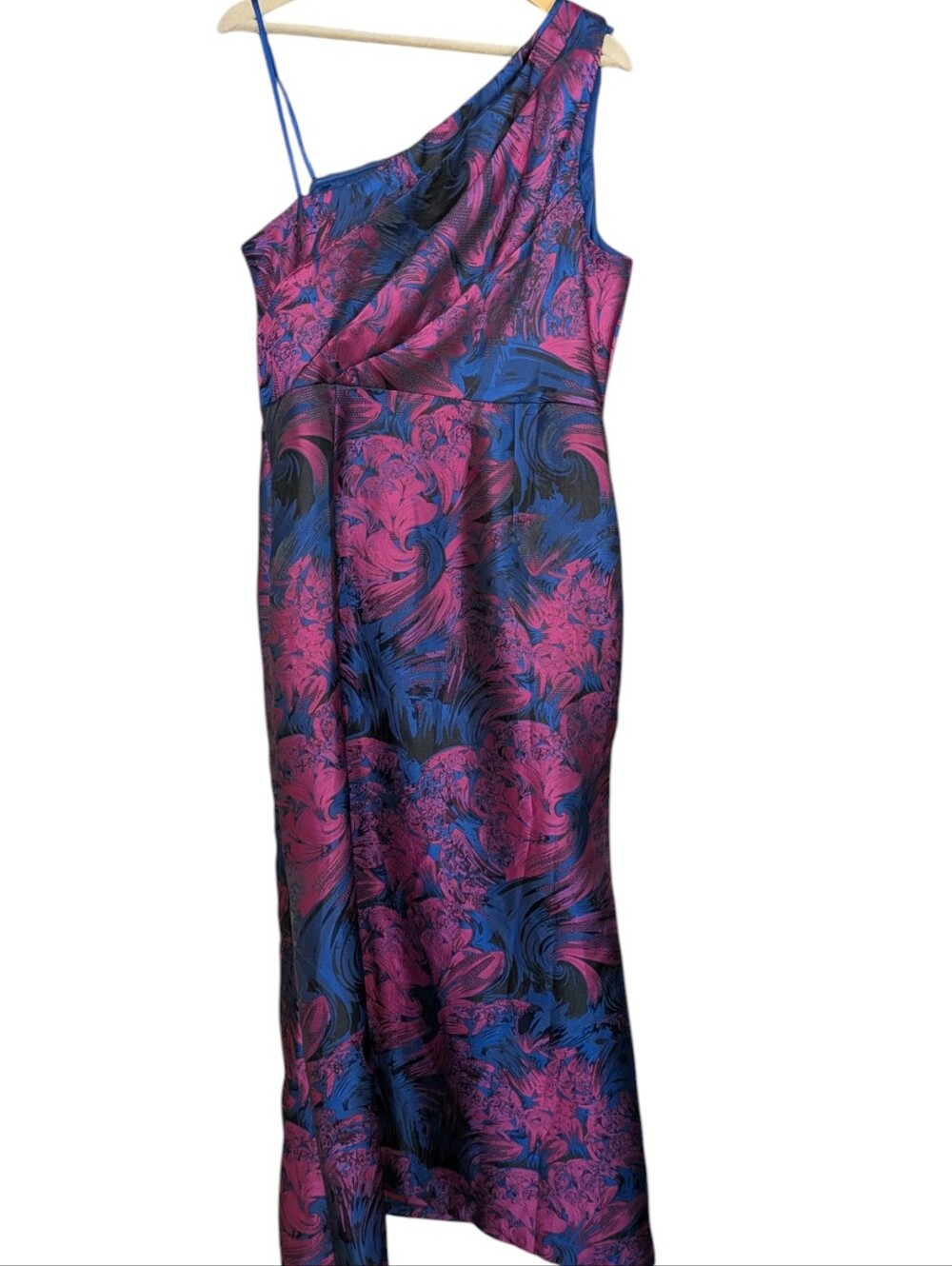 Adrianna Papell One Shoulder Jacquard Gown...Size 16 - Picture 5 of 9